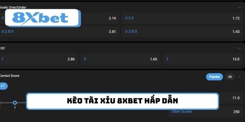 Kèo tài xỉu 8xbet hấp dẫn dễ chơi dễ trúng thưởng